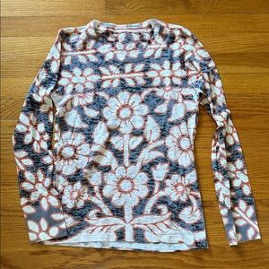 Floral Long-Sleeve Knit Top by Betsey Johnson - White & Rust